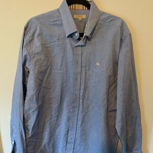Barely Worn Burberry Blue Button Down Shirt in Perfect Condition